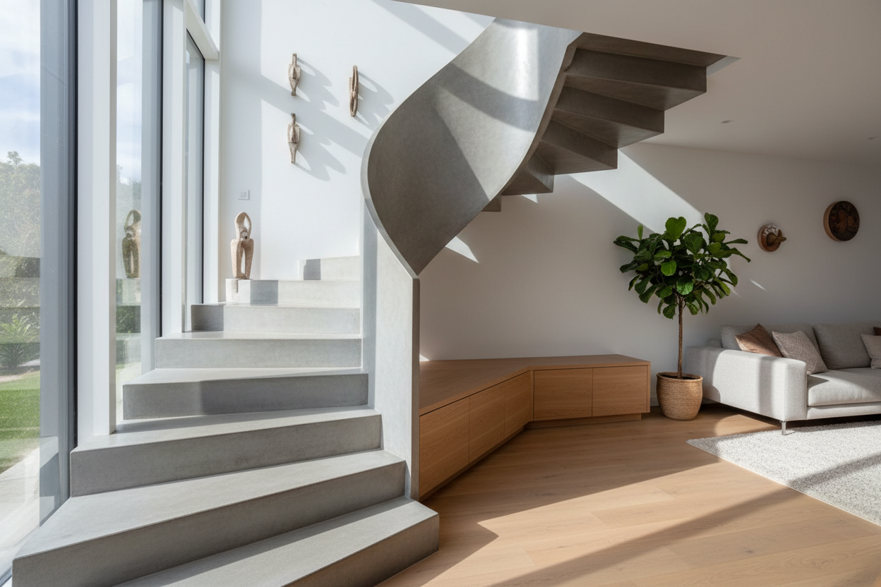 10 Façons Dont un Escalier Béton Ciré Peut Augmenter la Valeur de Votre Maison