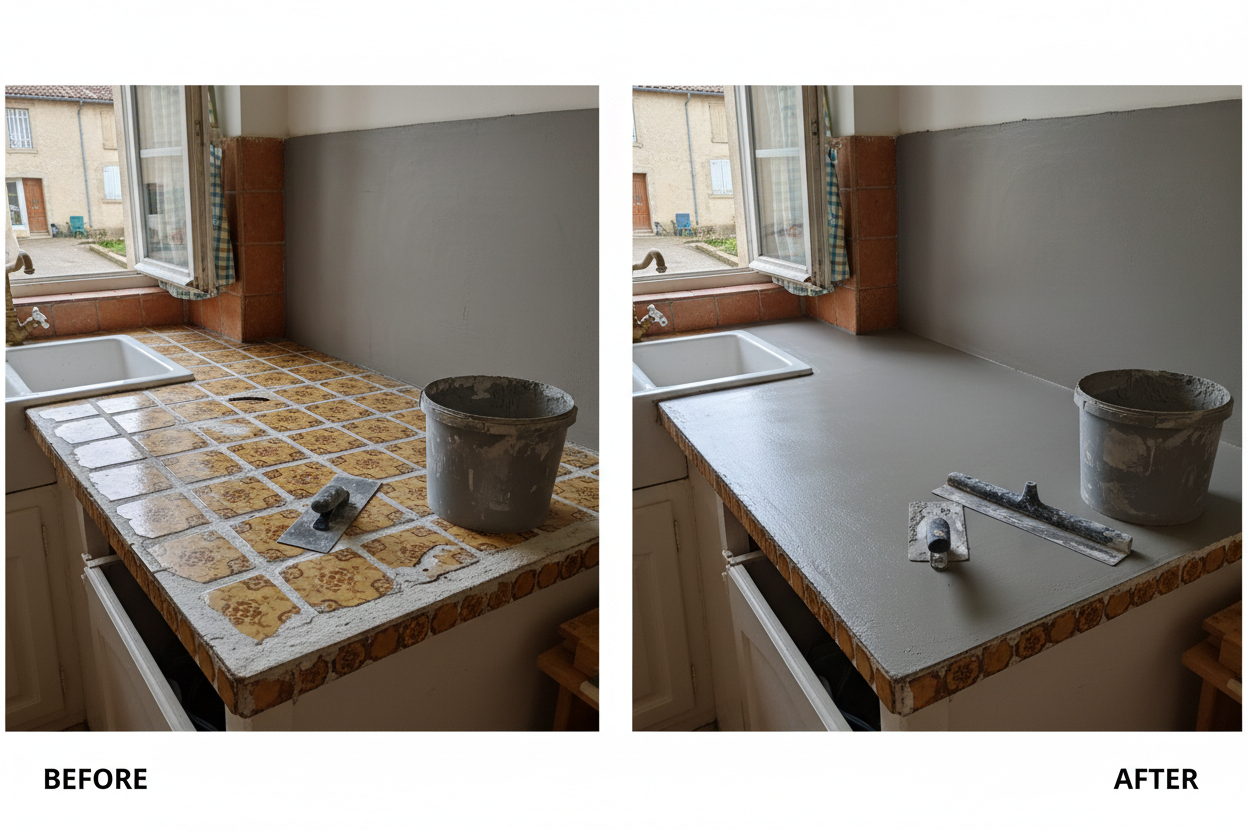 Plan de Travail Carrelé : La Dure Réalité du Béton Ciré en DIY