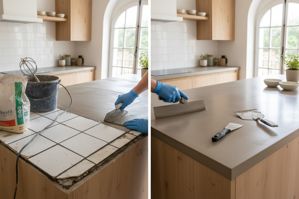Béton Ciré sur Plan de Travail Carrelé : Le Faire Soi-Même ou Faire Appel à un-Pro ?