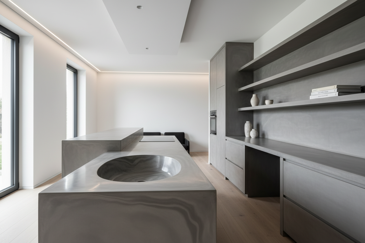 Îlots, Vasques et Meubles Architecturaux en Béton Ciré