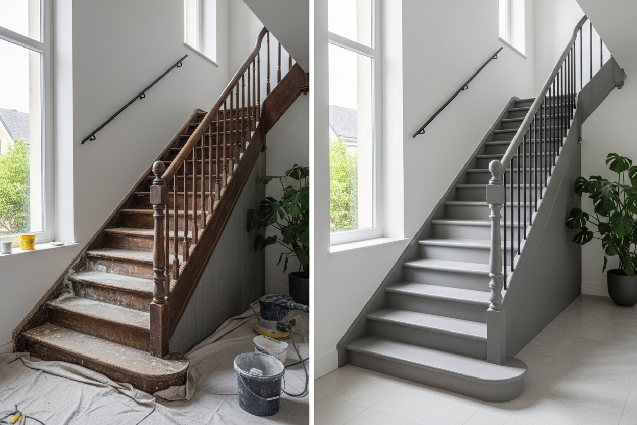 Rénover sans Démolir : Transformer un Escalier en Bois en Béton Ciré, Étape par Étape