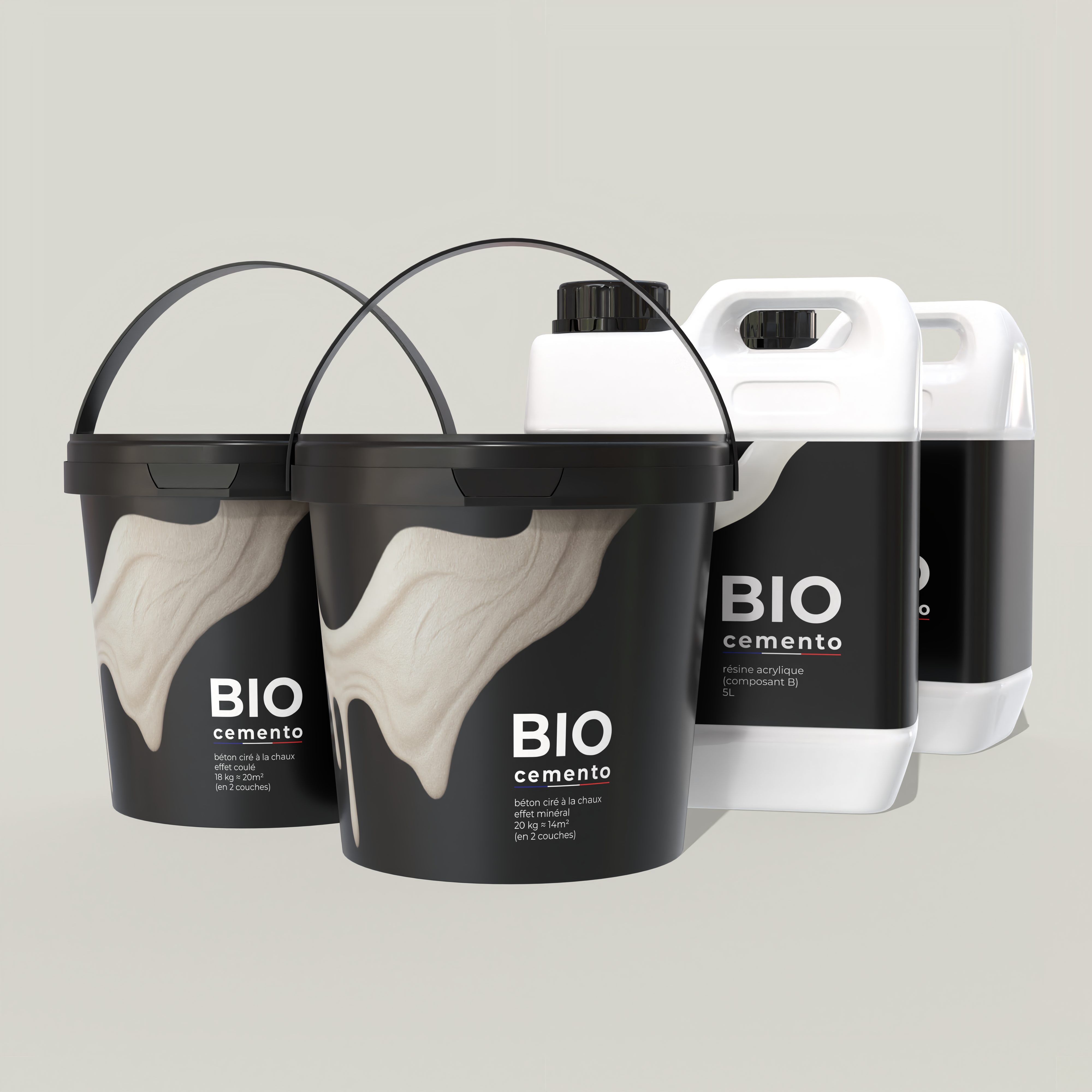 Kit Complet Béton Ciré Écologique à la Chaux Biocemento – Base + Finition Béton Coulé Lisse (20kg + 5L & 18kg + 5L)